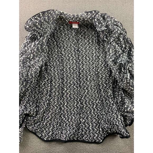 Saint Gil Paris Ruffle Knit Sweater Cardigan M Black White Designer Artsy Ruffle - Picture 3 of 7